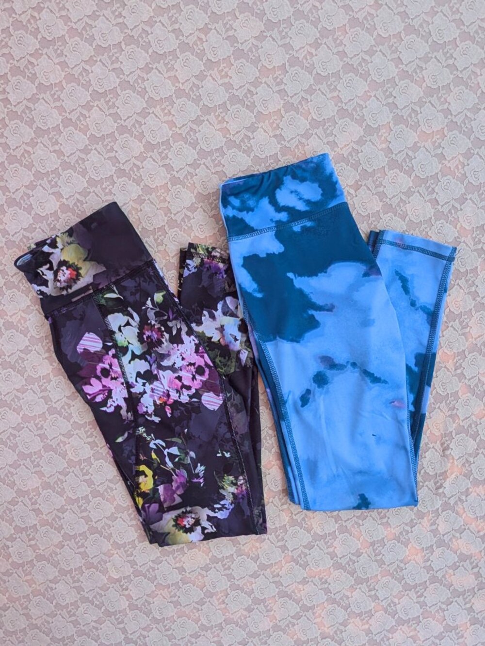 Lot of 2 pairs of girl activewear leggings Old Navy & Tek Gear L 10/12 VGUC